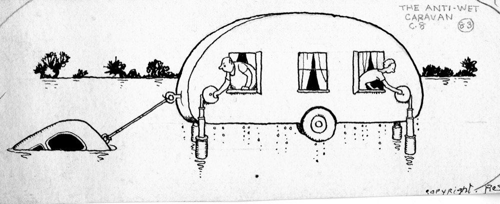 The Anti-Wet Caravan - pen and ink
