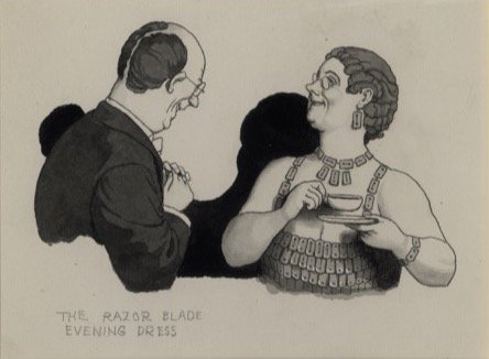 The razor-blade evening dress - pen and watercolour