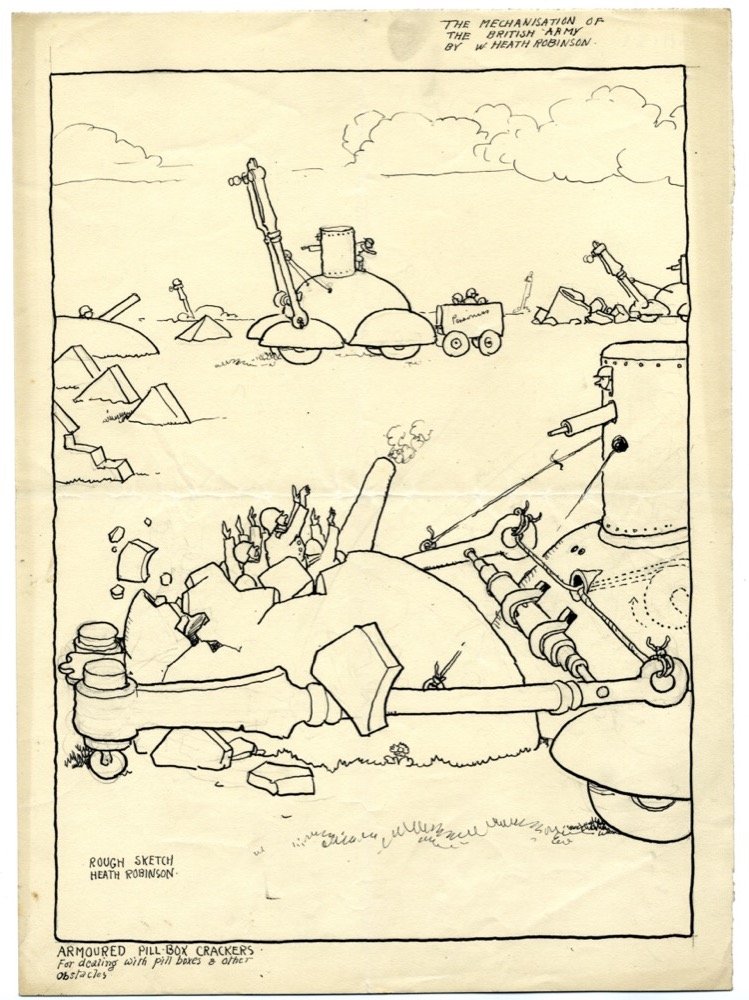 Armoured pill box crackers - pen and ink