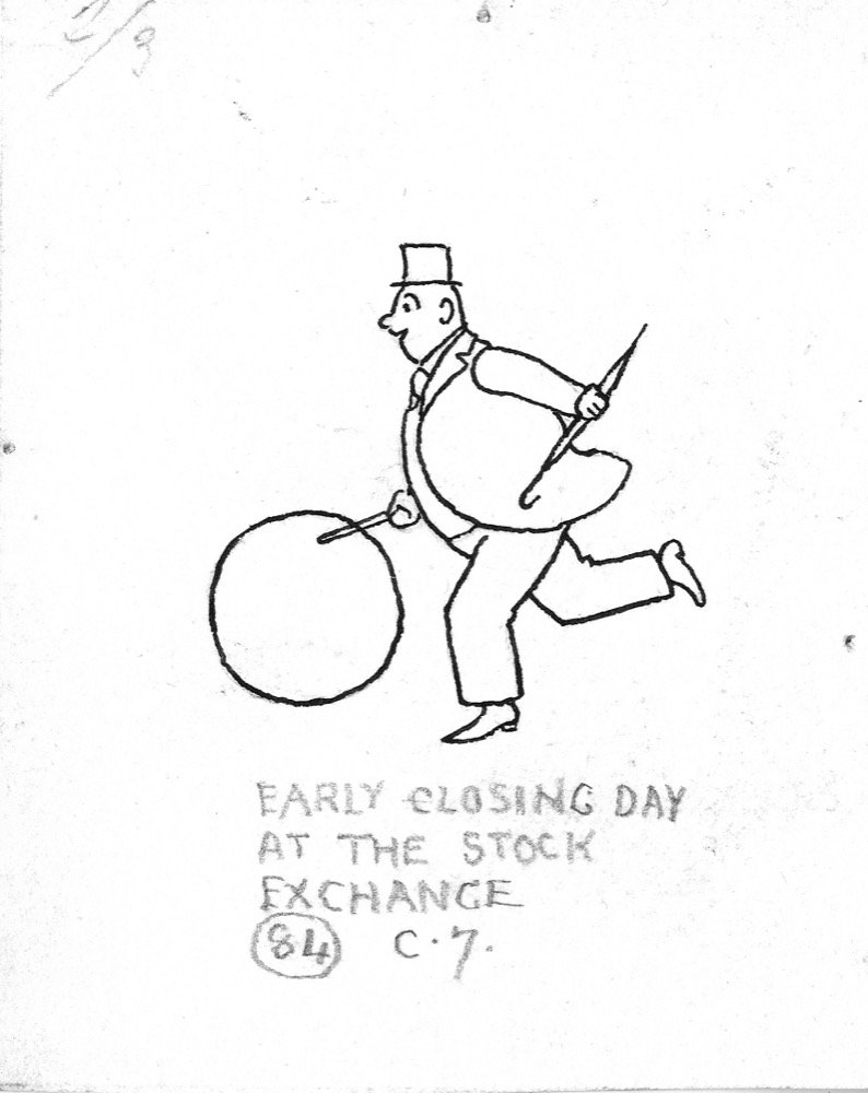 Early closing day at the stock exchange - pen and ink